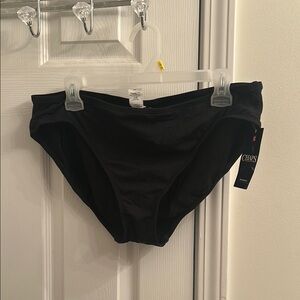 NWT Chaps Classic Black Swimwear Bikini Bottoms Sz 16